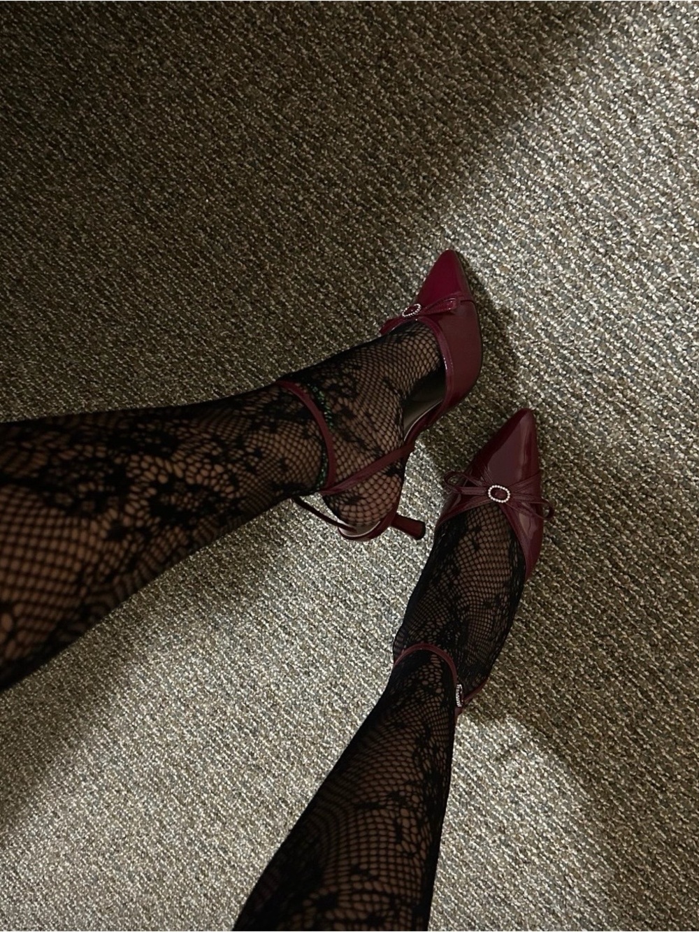 Pointed Mary Jane Heels in Deep Burgundy
